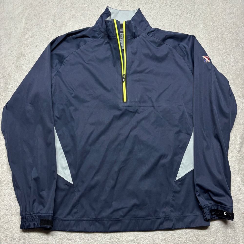 FootJoy Pullover Mens M HydroKnit Navy Blue Waterproof 1/4 Zip EUC